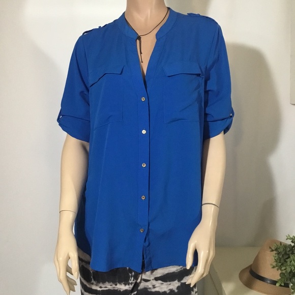 Fylo - roll- Tab Sleeve Blouse (A2 - Picture 2 of 8